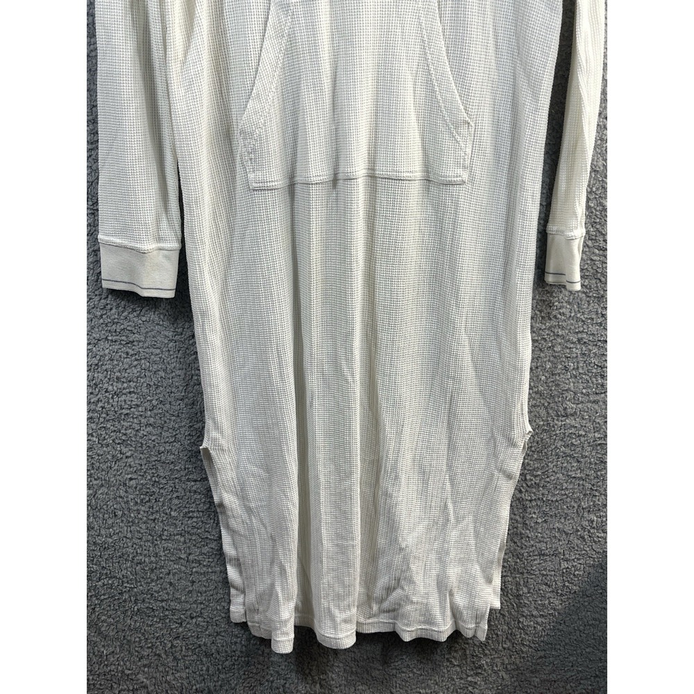 DKNY Womens L White Waffle‎ Knit Hooded Sleep Shirt Lounge Dress - Picture 5 of 11